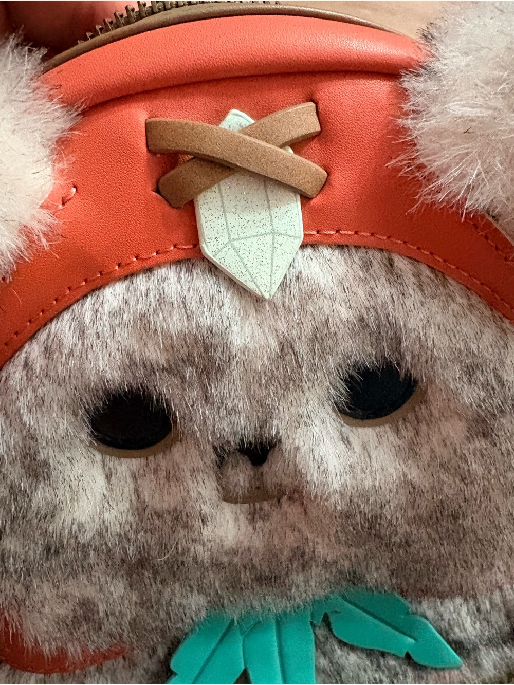Loungefly Ewok Plush Mini Backpack in Orange, Cream and Teal - Picture 4 of 7